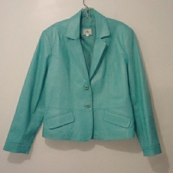 cleo Jackets & Blazers - Cleo turquoise faux leather jacket